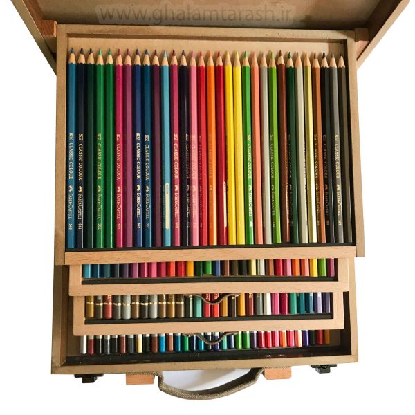 جعبه چوبی مداد رنگی 120 رنگ